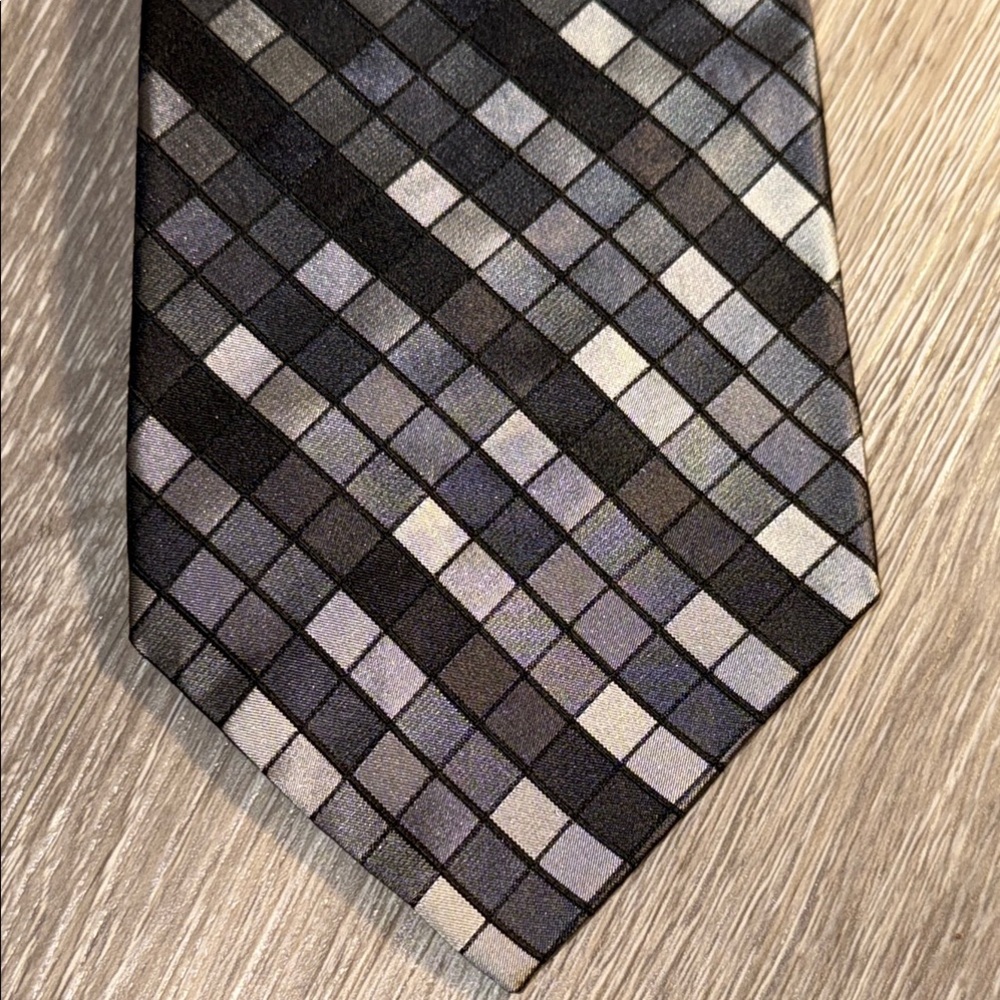 Paul Dion Black and Gray Geometric Pattern Tie for Business